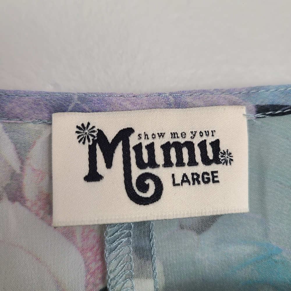 Show Me Your Mumu Hazel Ruffle Cold Shoulder Tropical Floral Lily Pad Pastel Top - Picture 2 of 6